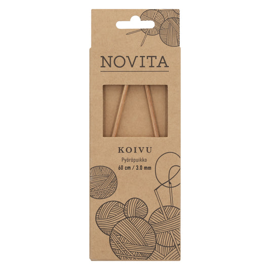 Novita pyöröpuikot 60 cm koivu 3.0 mm, myyntierä 5 kpl