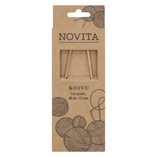 Novita pyöröpuikot 80 cm koivu 2.5 mm, myyntierä 5 kpl