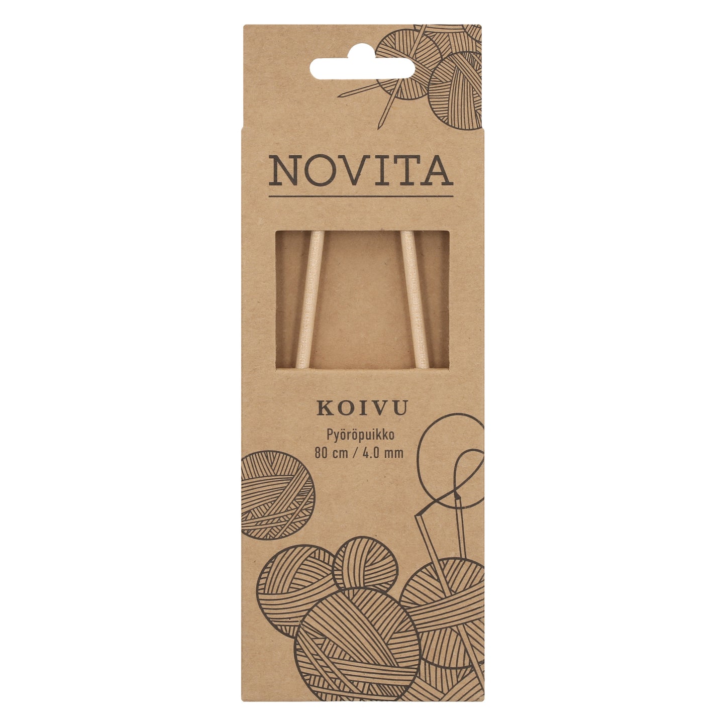 Novita pyöröpuikot 80 cm koivu 4.0 mm, myyntierä 5 kpl