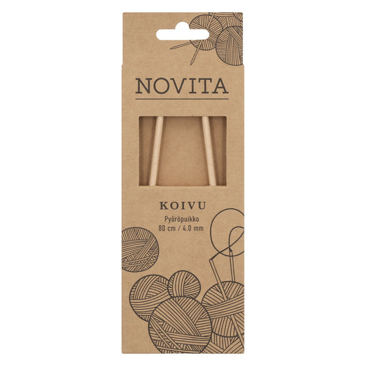 Novita pyöröpuikot 80 cm koivu 4.0 mm, myyntierä 5 kpl