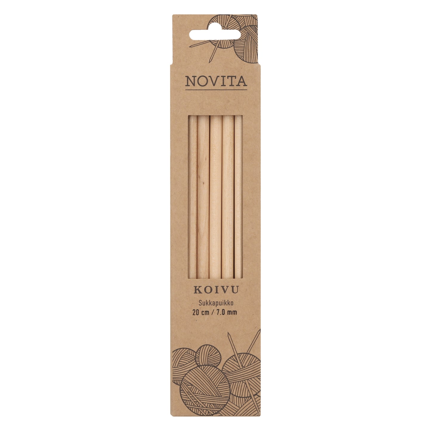 Novita sukkapuikot 20 cm koivu 7.0 mm, myyntierä 5 kpl