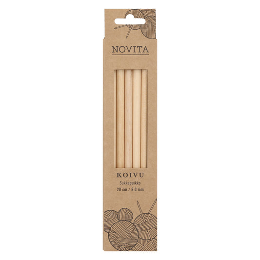 Novita sukkapuikot 20 cm koivu 8.0 mm, myyntierä 5 kpl