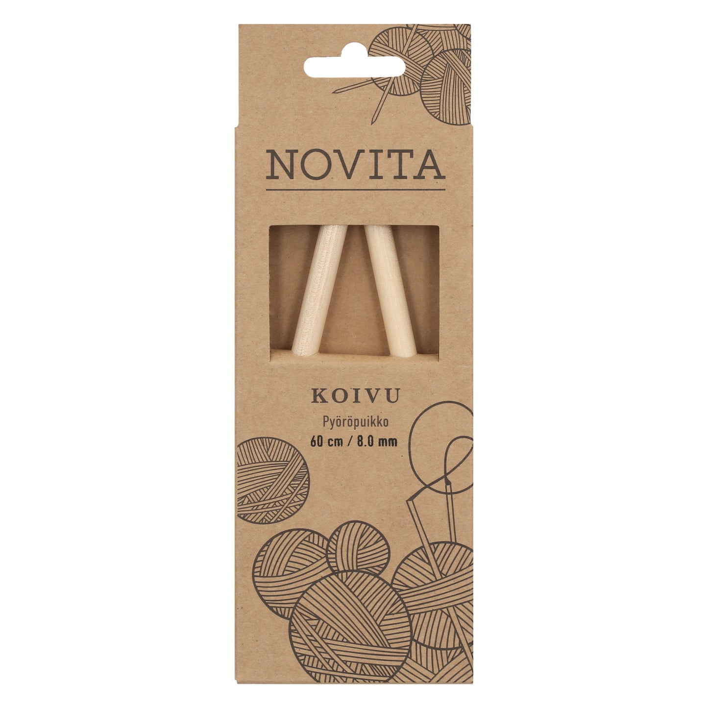 Novita pyöröpuikot 60 cm koivu 8.0 mm, myyntierä 5 kpl