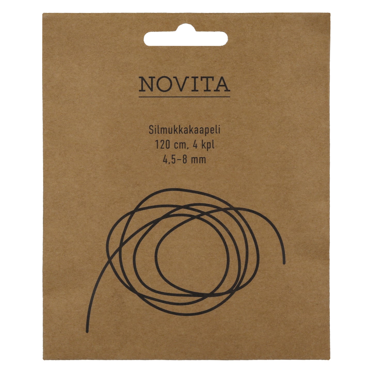 Novita Silmukkakaapelit 120 cm 4 kpl puikkoihin 4.5-8 mm myyntierä 10 kpl